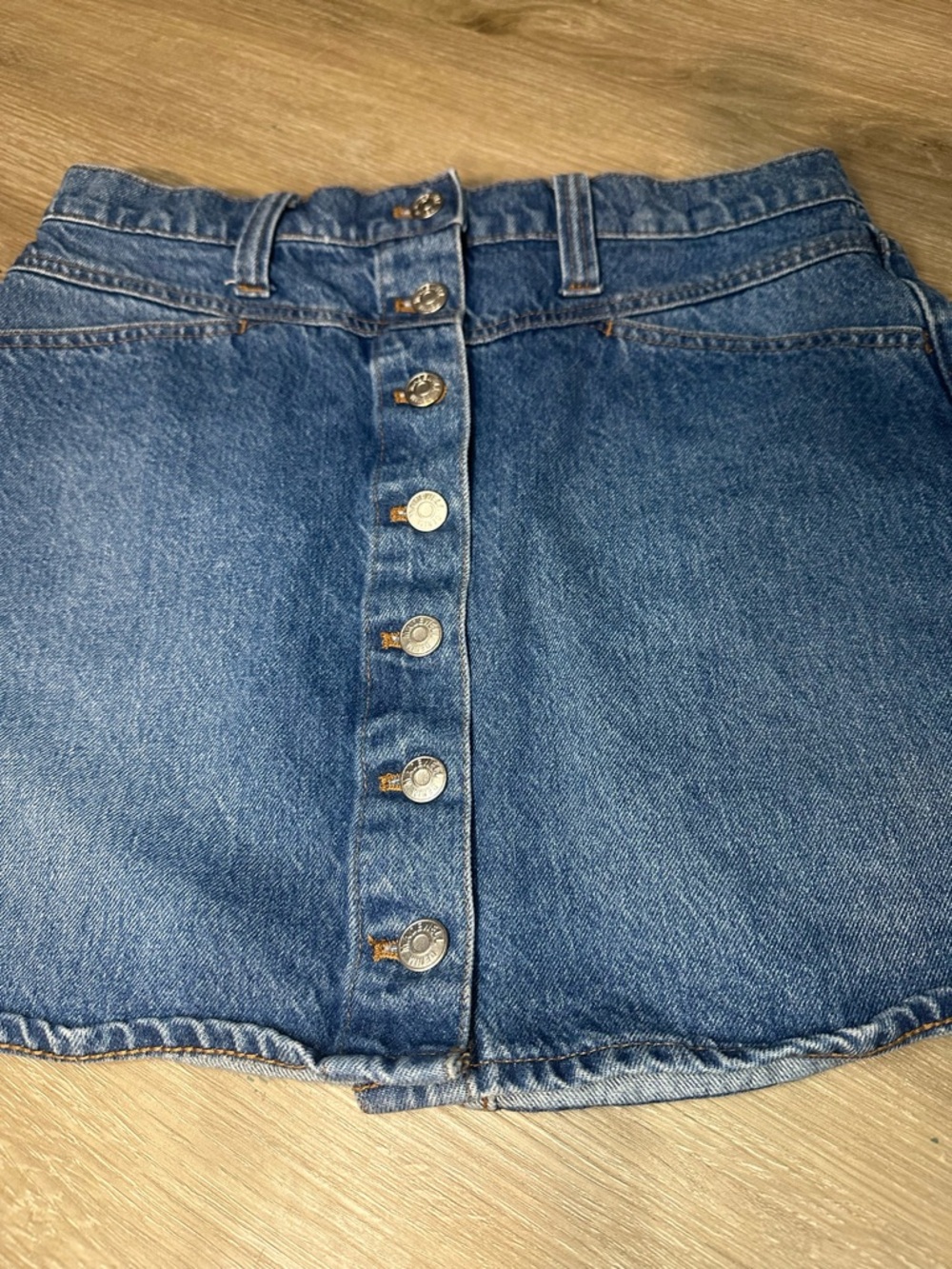 Madewell Denim A-Line Mini Skirt Button Front Size 29 Y2K - Picture 5 of 5